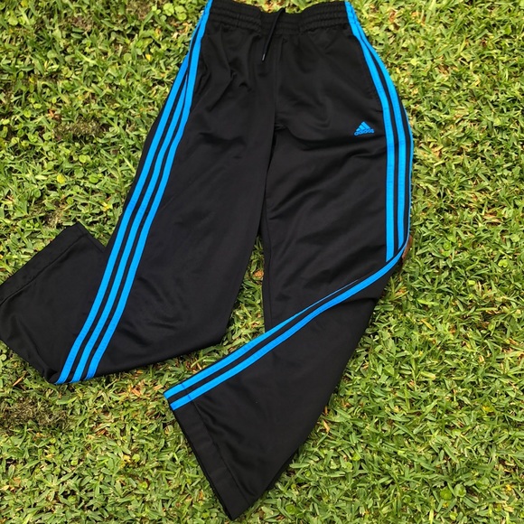 Adidas black warm up pant with blue side stripe,Sz XSmall - Picture 2 of 8